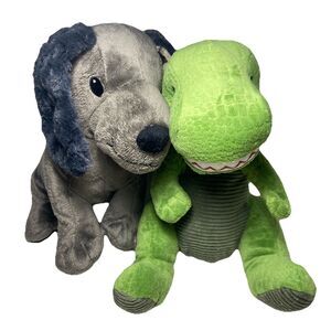 Kohls Cares Curious George Dinosaur and Charkie Gray Dachshund Dog  Lot of 2